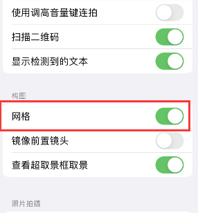 沿滩苹果手机维修网点分享iPhone如何开启九宫格构图功能