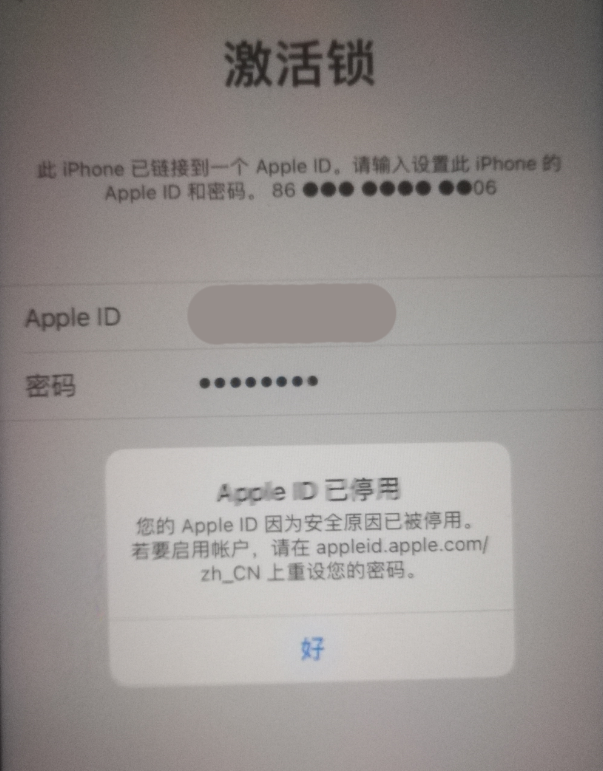 沿滩苹果手机维修分享iPhone 12 出现提示“Apple ID 已停用”怎么办 